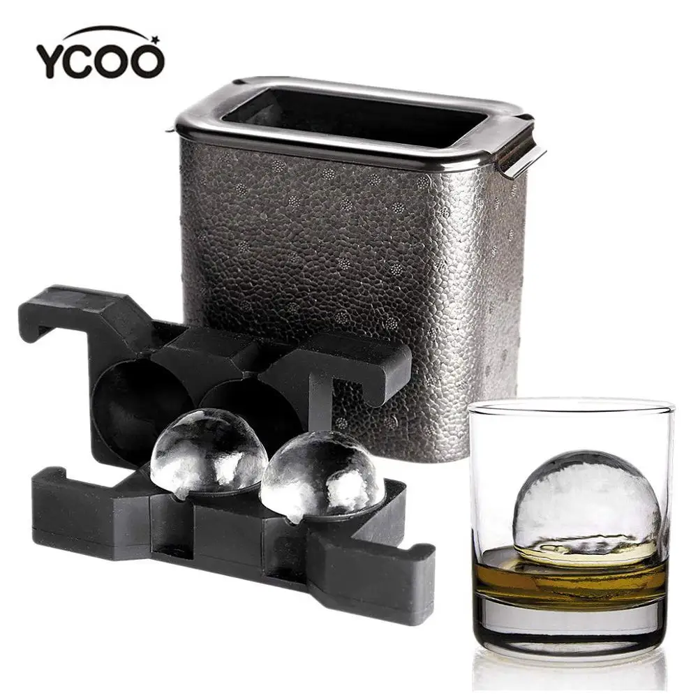 YCOO Krištáľovo čistej Ľadovej Gule Maker - Ice Loptu Sférické Whisky Zásobník Plesne Maker (bubliniek, 2-Dutiny 2.35