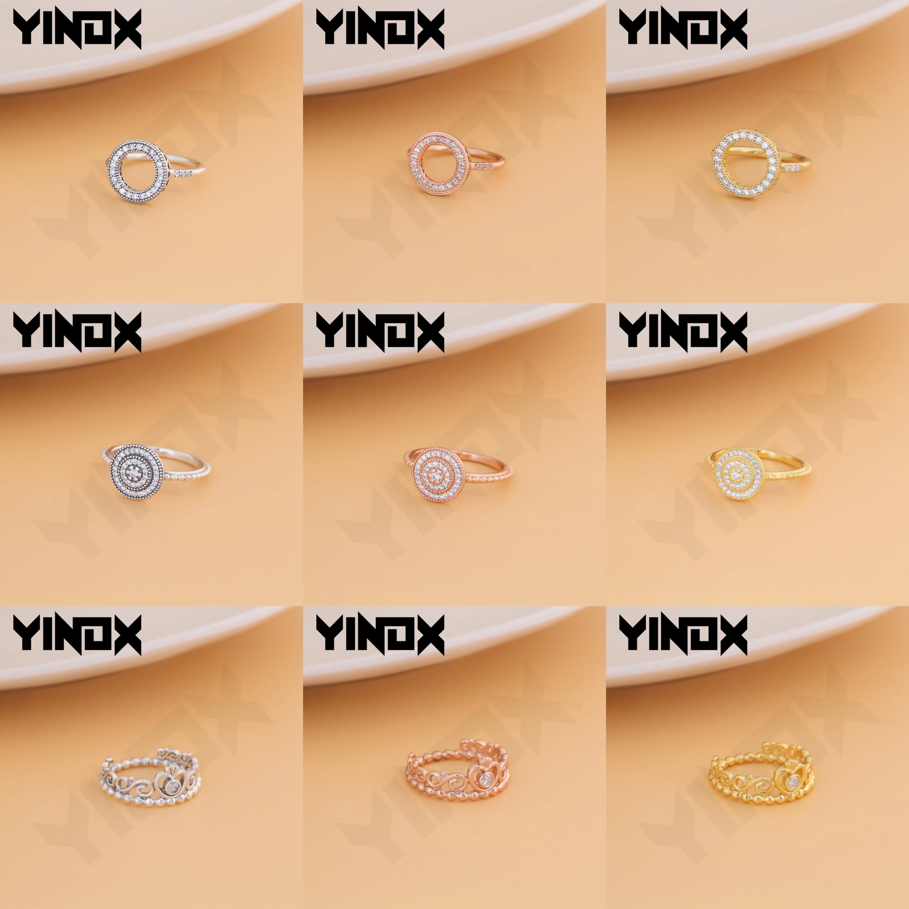 YinDX Nové 925 Sterling Silver Ring Lesklé Elegantné Koruny Osobnosť Ženy Vhodné Pre Originálne dámske Strana Strana Dary