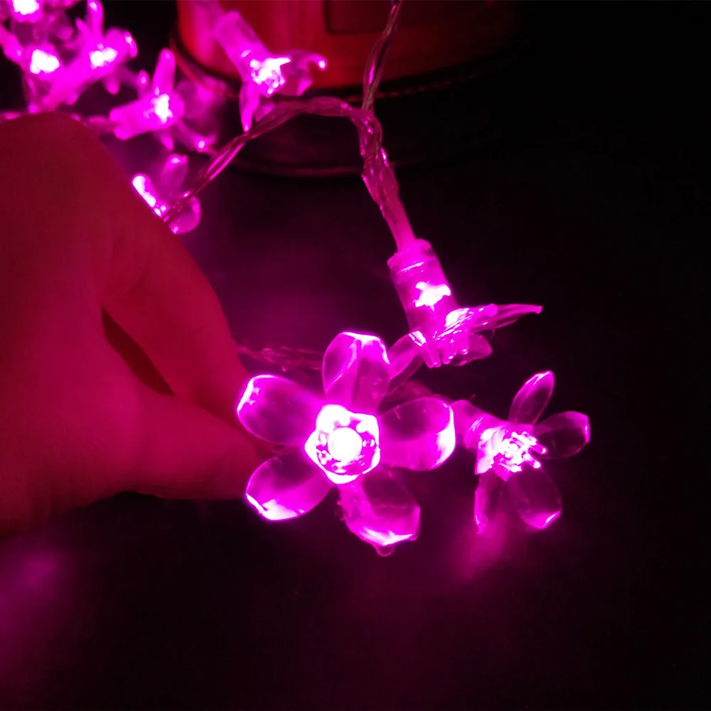 YIYANG RGB LED Girlandy String Svetlá Čerešňa Sakura Dovolenku Svetlo Svadobné Dekorácie, Lampy, EÚ a USA Flores Cereza dc svetlo 10M 100led