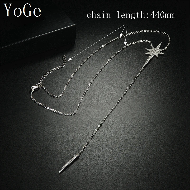 YoGe Svadobné&Party Šperky, P0926 Luxusné AAA CZ Hexagram s kužeľ tvarované dlhý náhrdelník s príveskom