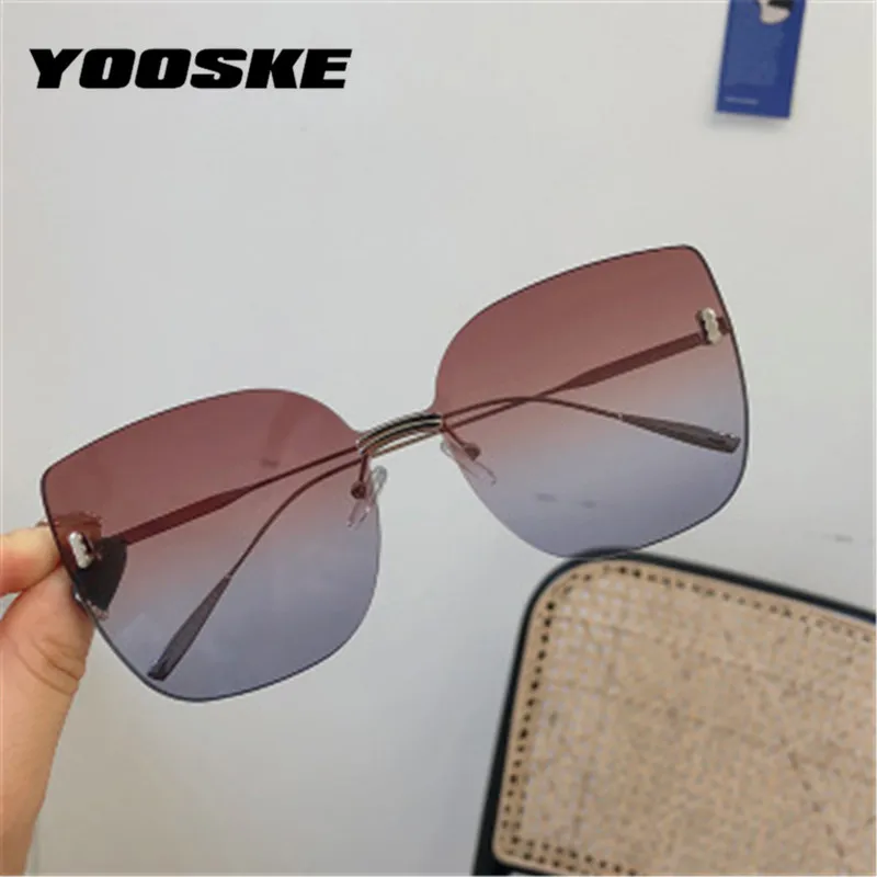 YOOSKE 2020 Vintage Značky Dizajnér Námestie Okuliare bez obrúčok Ženy Muži Transparentné Gradient Slnečné Okuliare Duševné Okuliare UV400