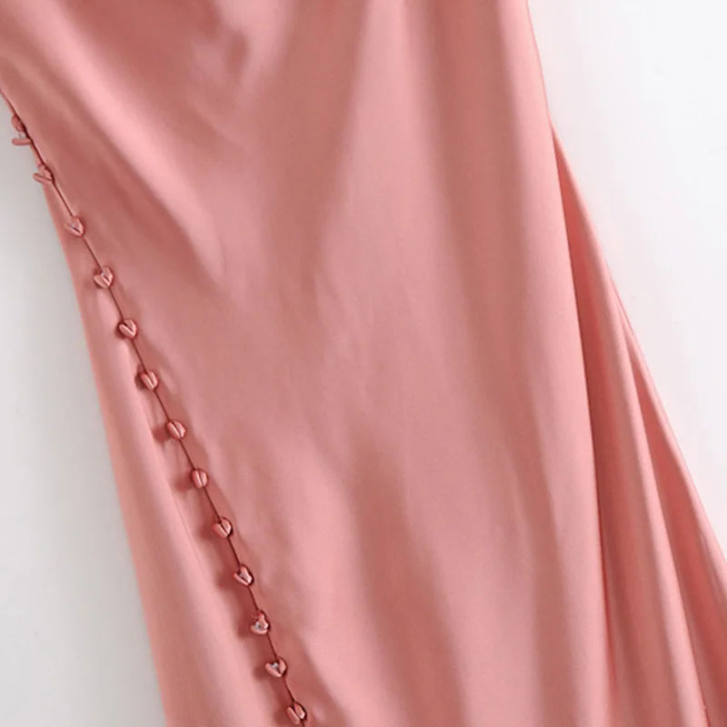 Za ženské Šaty Pevné Hodváb Vysoký Pás Partys Šaty Mujer Jeseň Pink V Krku Split Šaty Špagety Popruh Sexy Večerné Šaty