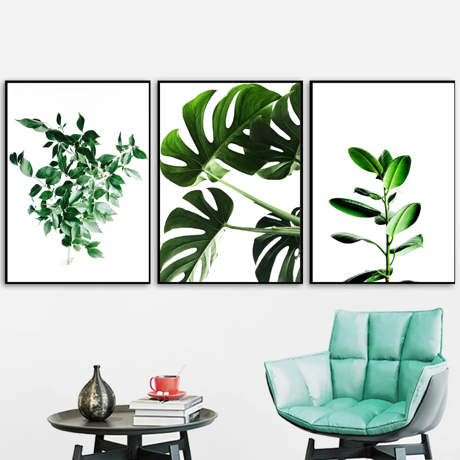 Zelená Monstera Rastlina Listy Šírku Steny Umelecké Plátno Na Maľovanie Nordic Plagáty A Potlačou Obrazov Na Stenu Pre Obývacia Izba Dekor