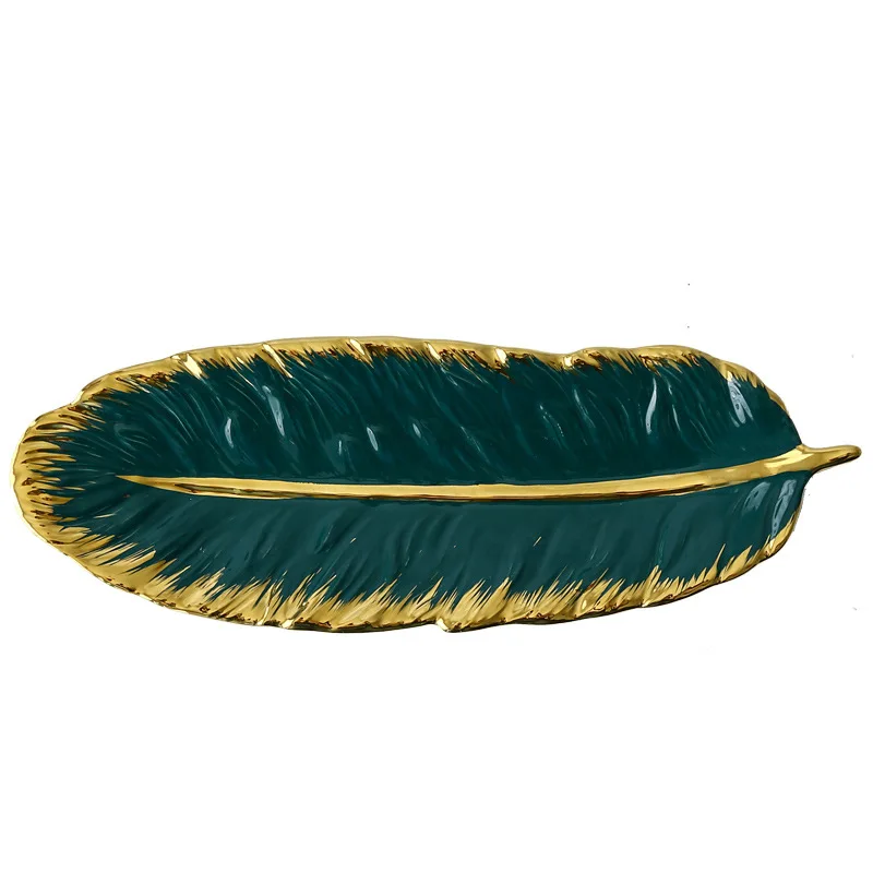 Zelený Banán Listový Tvar Keramické Dosky Zlato Porcelánu Nabíjačku Predjedlo Dezert Šperky Dosky Umývačky Riadu Sushi Riad