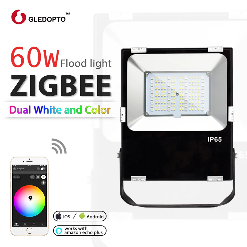 ZIGBEE smart led 30W floodlight 60W, RGB+SCS vonkajšie svetlo ip65 vodeodolný ZIGBEE svetlo odkaz AC110-240V AU EÚ a USA led echo plus