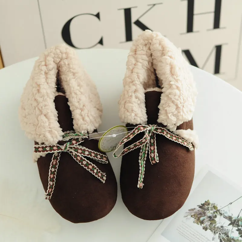 Zimné Jedna veľkosť 24.5 nový štýl Teplé papuče v bavlna topánky vnútorné podlahy domova Non - protišmykové baránok ženy papuče pre dospelých topánky