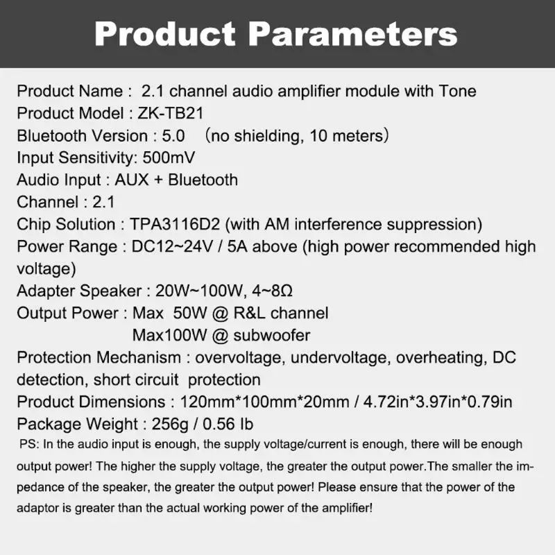 ZK-TB21 TPA3116D2 Bluetooth 5.0 Subwoofer Zosilňovač Rada 50WX2+100W 2.1 Kanálový Power Audio Stereo Zosilňovač ZOSILŇOVAČ Modul U1JE