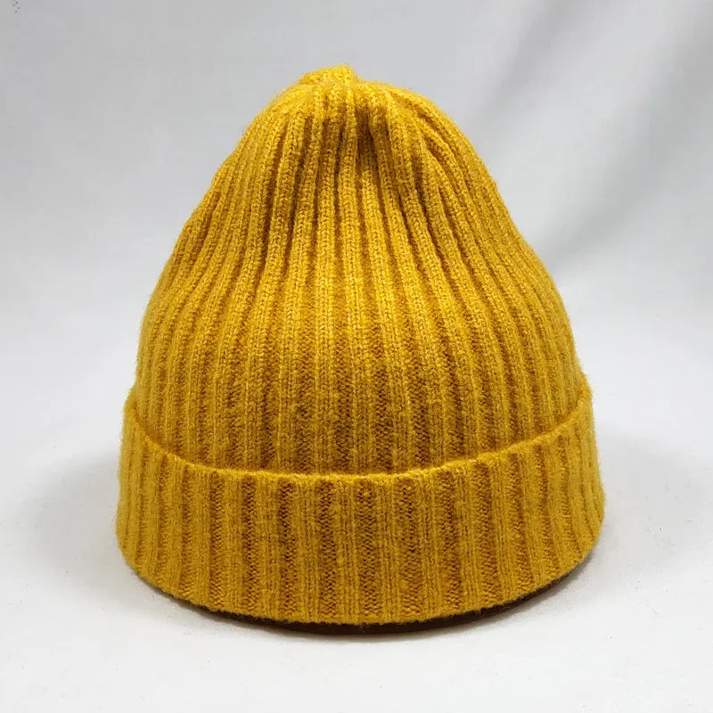Zmiešané Farby Zimná Čiapka Pletený Hat pre Mužov, Ženy Prekladané Tvar Čiapky Tmavo Modrá Zelená Čierna Žltá