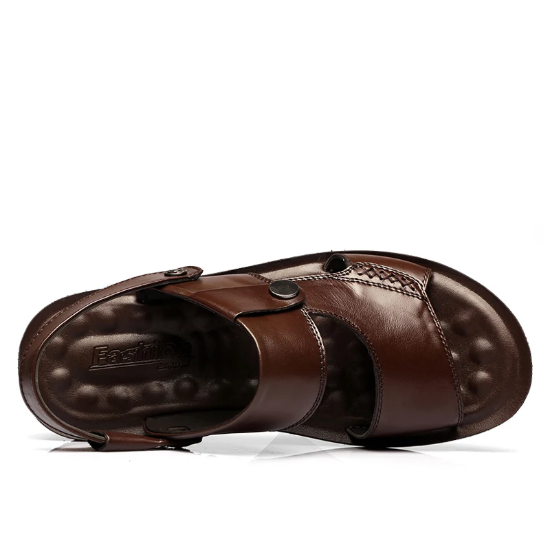Značka 2010 Letné pánske Sandále Originálne Kožené Vonkajšie Voľný čas s Dvojakým použitím, Sandále Otec Topánky Pláži Papuče Obuv Muži