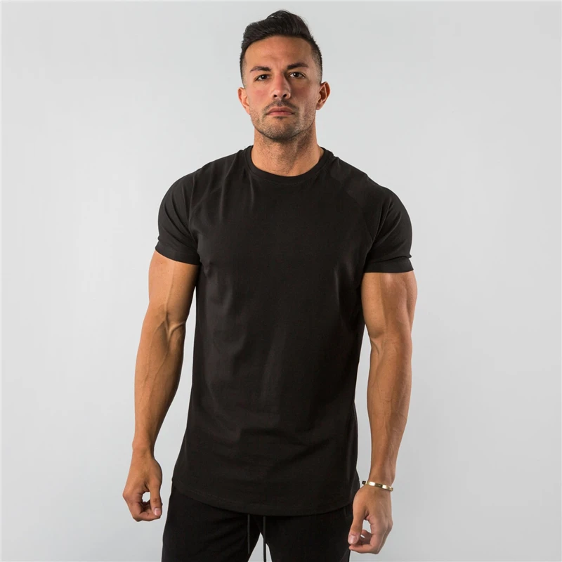 Značka telocvični oblečenie fitness tričko muži móda letné športové krátke sleeve t-shirt bavlna kulturistike svalové cvičenie tričko muž