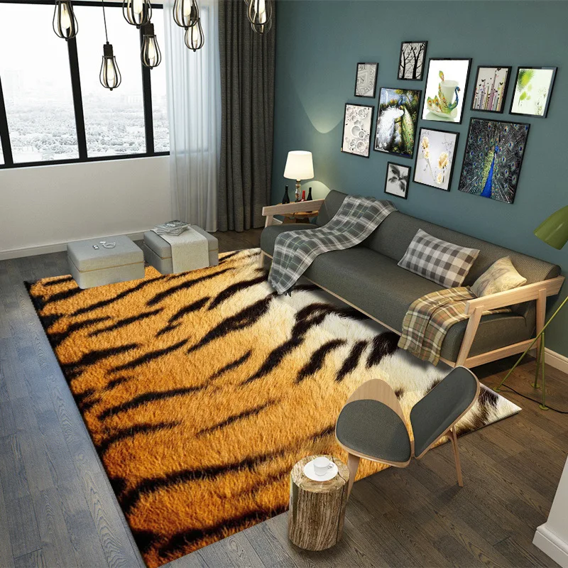 Zviera Leopard Žirafa, Tiger Vytlačené Koberec Cowhide faux koža a koberce pre domáce obývacia izba