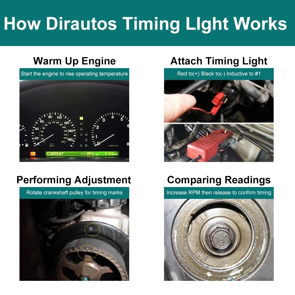 Časovanie zážihu Svetlo Načasovanie Strobo Lampa Detektor s LED Digitálny Displej Induktívne Načasovanie Auto Diagnostický Nástroj Auto Repair Tool