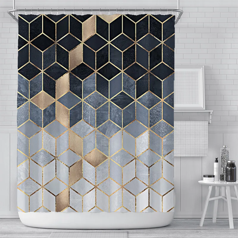 Čierna a Biela Šedá Gradient Sprchový Záves Nordic Kocka Jednoduché Geometrické Kúpeľňa Opony Nepremokavé Sprchové Závesy