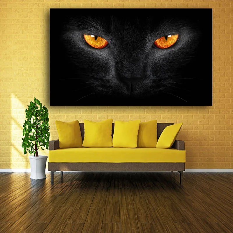 Čierna Mačka, S Jasnými Očami Umenie Výtlačkov Veľký Plagát Na Stenu Obrázok, Plátno, Maľovanie Na Obývacia Izba Domáce Dekorácie Č Rám