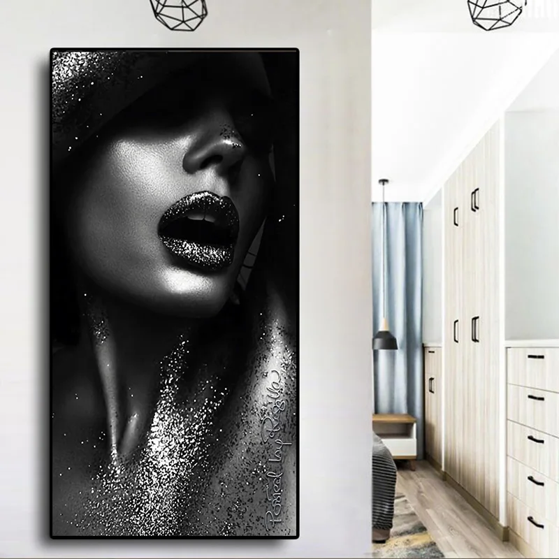 Čierne Sexy Krása Ženy, olejomaľba na Plátne Škandinávskych Plagáty a Vytlačí Cuadros Wall Art Obrázok pre Obývacia Izba Dekor