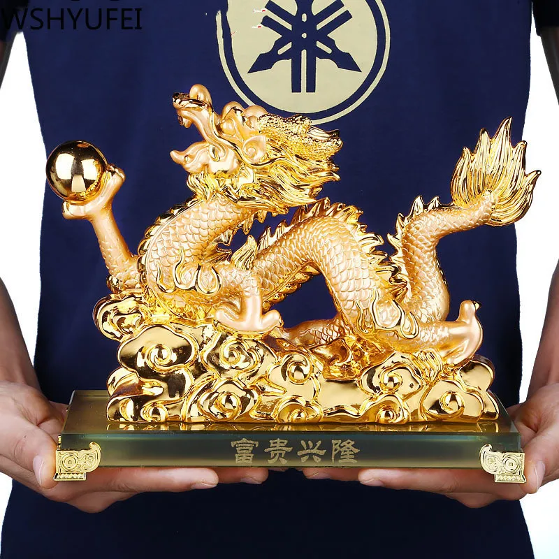 Čínske Feng Shui Dragon Socha Socha Zvierat Ornament v Kancelárii Živice bytové Prilákať Bohatstvo veľa Šťastia Dary