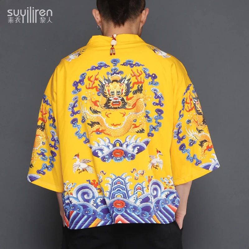 Čínsky štýl dávnych kostým Hanfu rúcha Tang vyhovovali pánske letné tenkú vrstvu odevu, veľké veľkosti voľné bunda