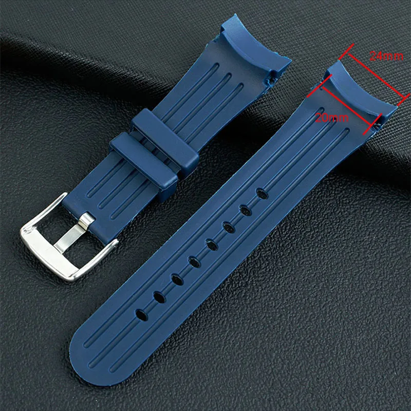 Špecializované zakrivené rozhranie silikónové hodinky pásmo pre Graham racing chronograf série gumy muž remienok 24 mm čierny modrý náramok