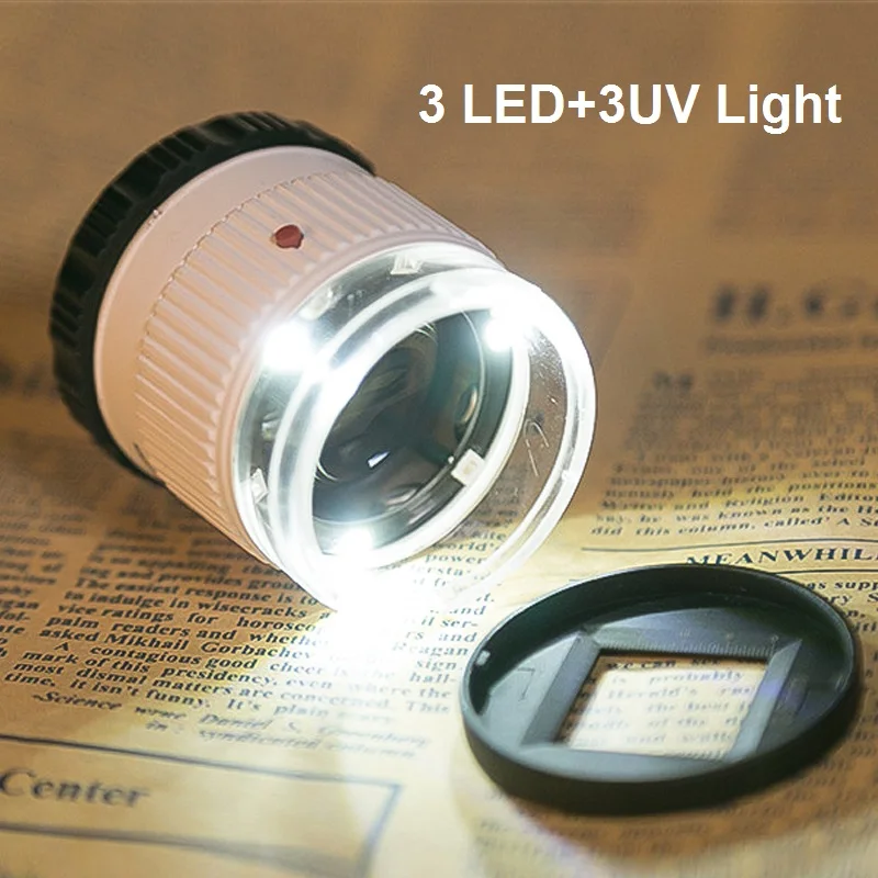 Šperky Loupe s 3 LED, 3 UV Svetla, Optické Sklo Objektívu Zväčšenie 30x Lupa pre Identifikáciu Pečiatky Starožitné Mena