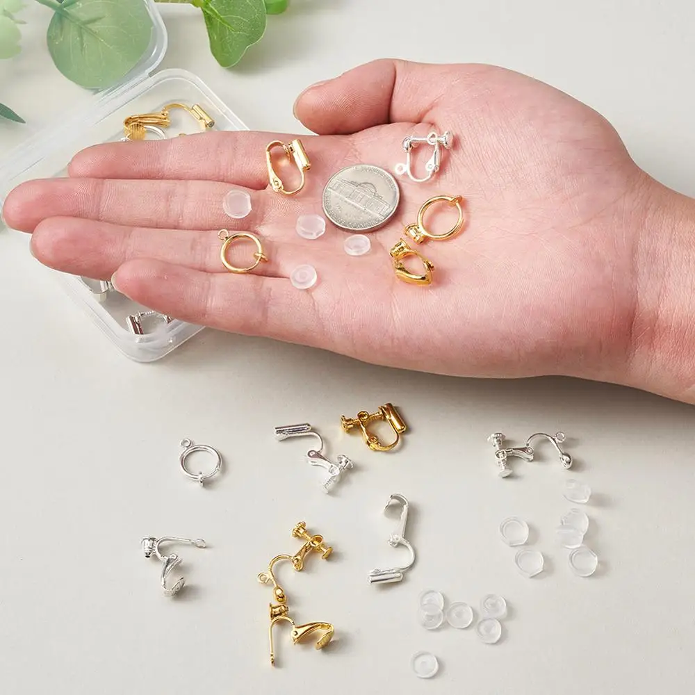 Šperky Súpravy na Výrobu DIY Náušnice Set s Clip-on Náušnice Zistenia Plastové Ušné Klip Pad Non-prepichnúť Ucho Converter Prázdny Rám