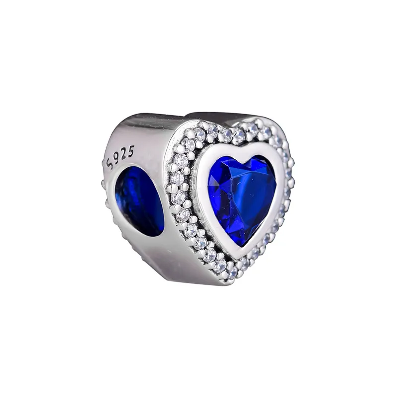 Šumivé Láska Kúzlo Jasné CZ & Blue Crystal zobrazili kľúčové tlačidlá Pre Šperky, Takže 925 sterling silver Fashion, DIY Ženu Šperky, Takže