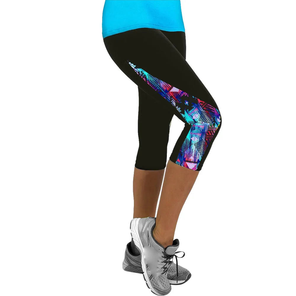 Ženy Kvetinový Legíny Vysoký Pás Tlač Športové Fitness Legíny Telocvični 3/4 Štíhle Dámy Orezať Nohavice Feminino Leggins #T1P