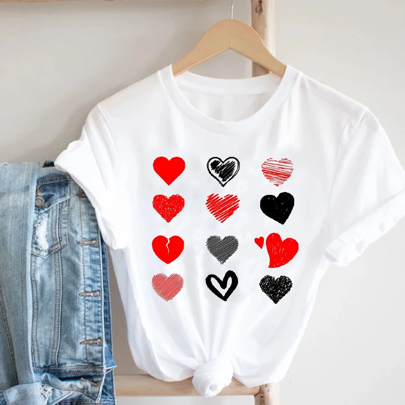 Ženy Milujú Akvarel Kvet Kvetinový Kawaii Valentine Jar Leto Módne Oblečenie Tlač Tee Top Tričko Žena Grafické T-shirt