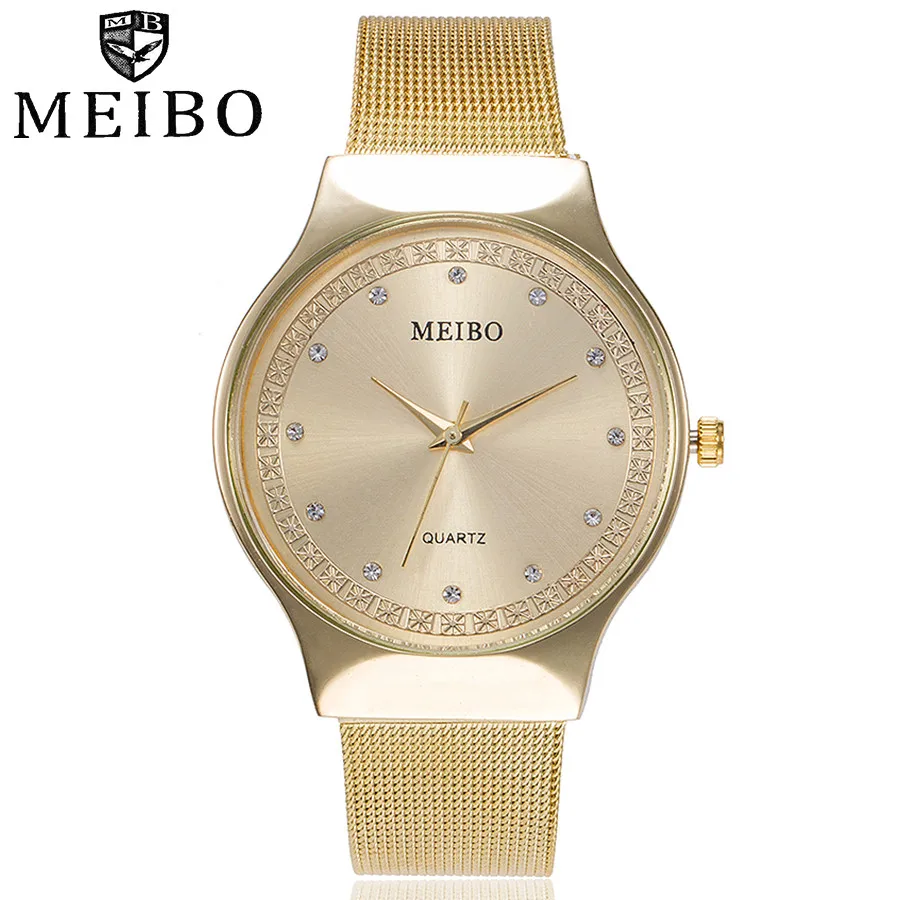 Ženy mujer hodiny Quartz Náramkové Hodinky MEIBO relogio feminino Nerezové Náramkové hodinky dámske Reloj hombre módne hodinu B40