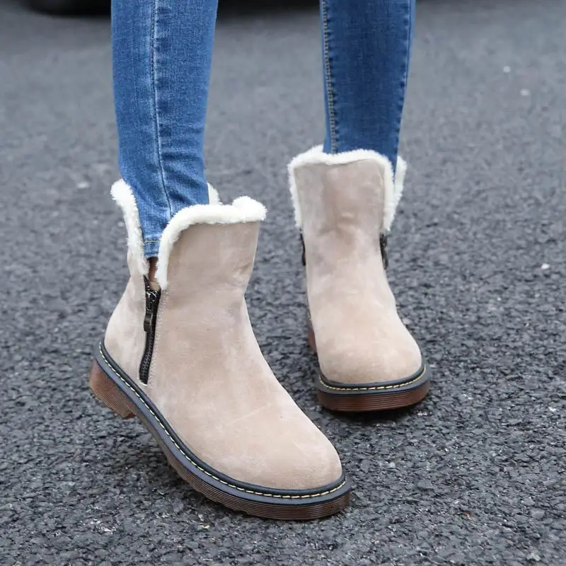 Ženy topánky 2021 nové módne vysoko kvalitné kožené topánky ženy snehu topánky vysokej kvality zime teplé plyšové členkové topánky dámske topánky