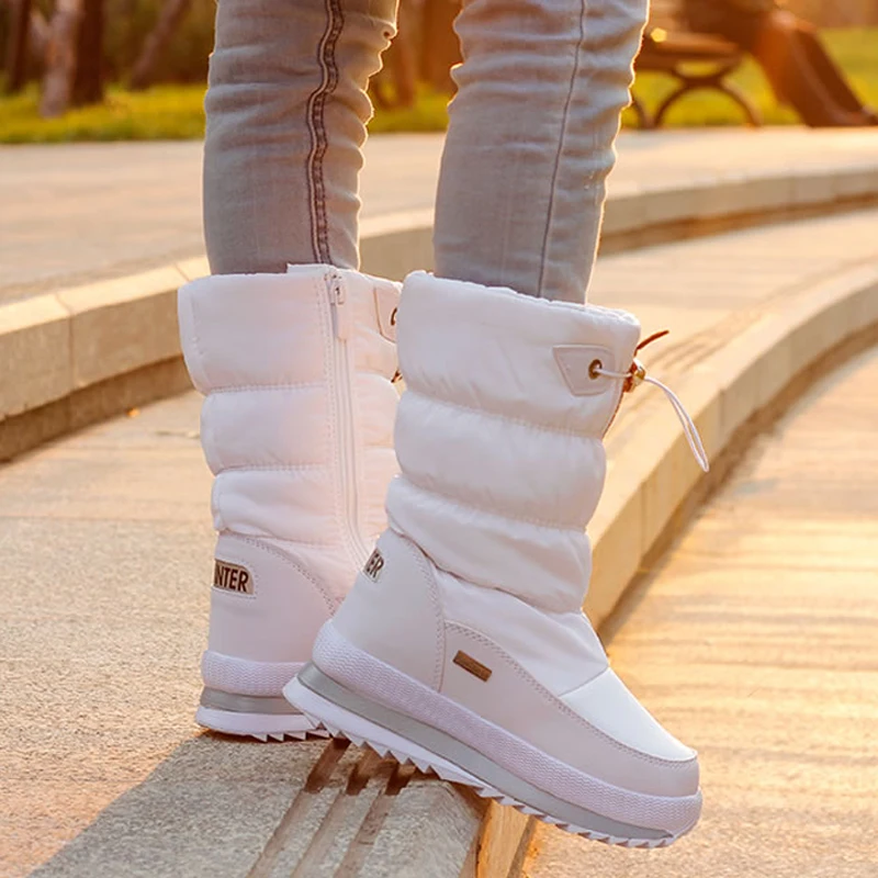Ženy čižmy na platforme zimné topánky hrubé plyšové nepremokavé non-slip topánky ženy zimné topánky botas mujer