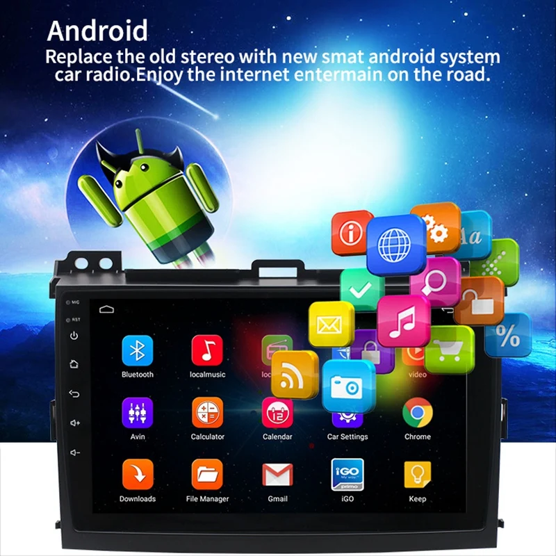 1+16 G Android 8.1 Auto Rádio Multimediálny Prehrávač pre Toyota Pôdy Cruiser Prado 2004-2009 Navigácia GPS, 2 Din