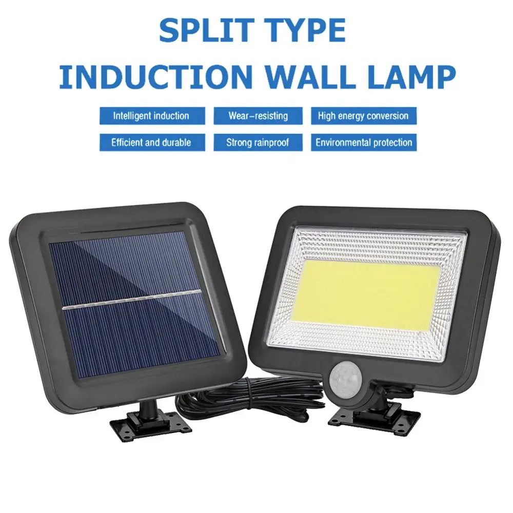 100COB Slnečnej Energie Powered Nástenné Split Lampa PIR Infračervený Senzor Vodotesný LED Svetlo, Bezpečnostné Osvetlenie, pre vnútorné Nádvorie