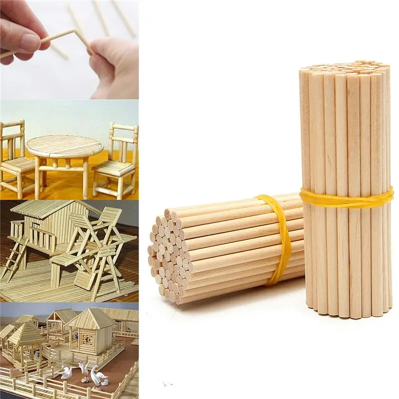 100ks 100mm borovica kolo palice, high-end odolné drevené dowels, ktorý sa používa pre DIY lízatko remeslá, stavebné tesárstvo modely