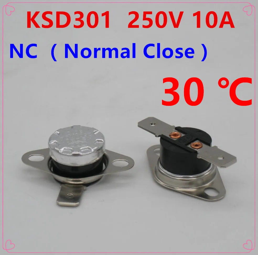 10Pcs KSD301 30 Stupňov Celzia 30 C Normal Close NC Teploty Ovládaný Spínač, Termostat 250V 10A Tepelnej Protector