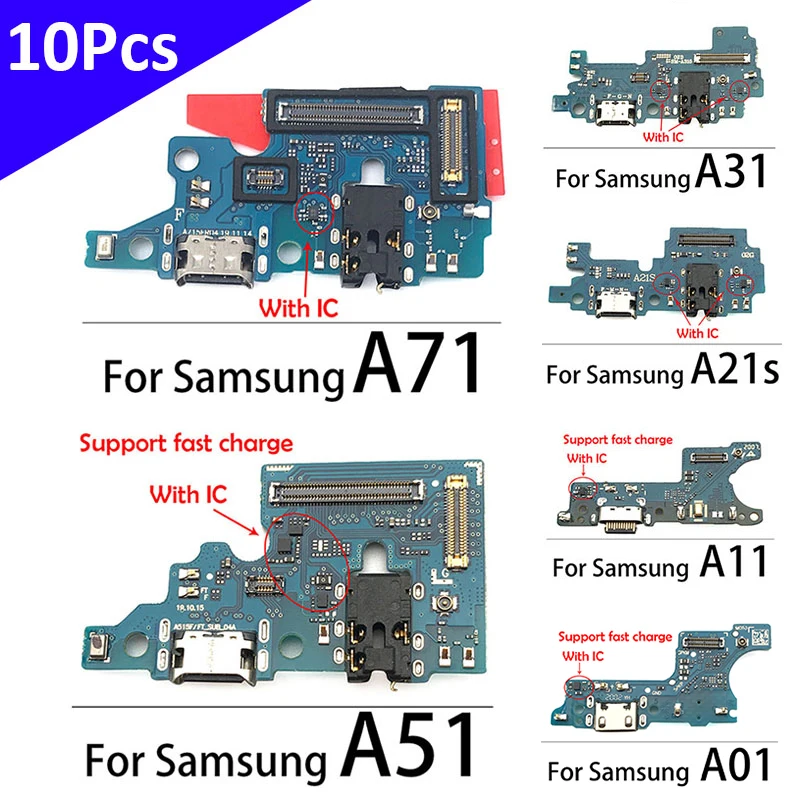 10Pcs Port USB Nabíjací Dock Konektor Nabíjania Rada Flex Kábel Pre Samsung A51 A01 A11 A21s A31 A51 A10 A20 A30 A40 A50 A70 A12