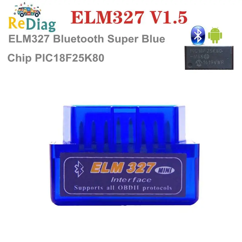 10Pcs/Veľa Super MINI ELM327 Bluetooth Verziu 1.5 S PIC18F25K80Chip OBD2 OBDII pre Android krútiaci Moment Automobilový Kód Skener