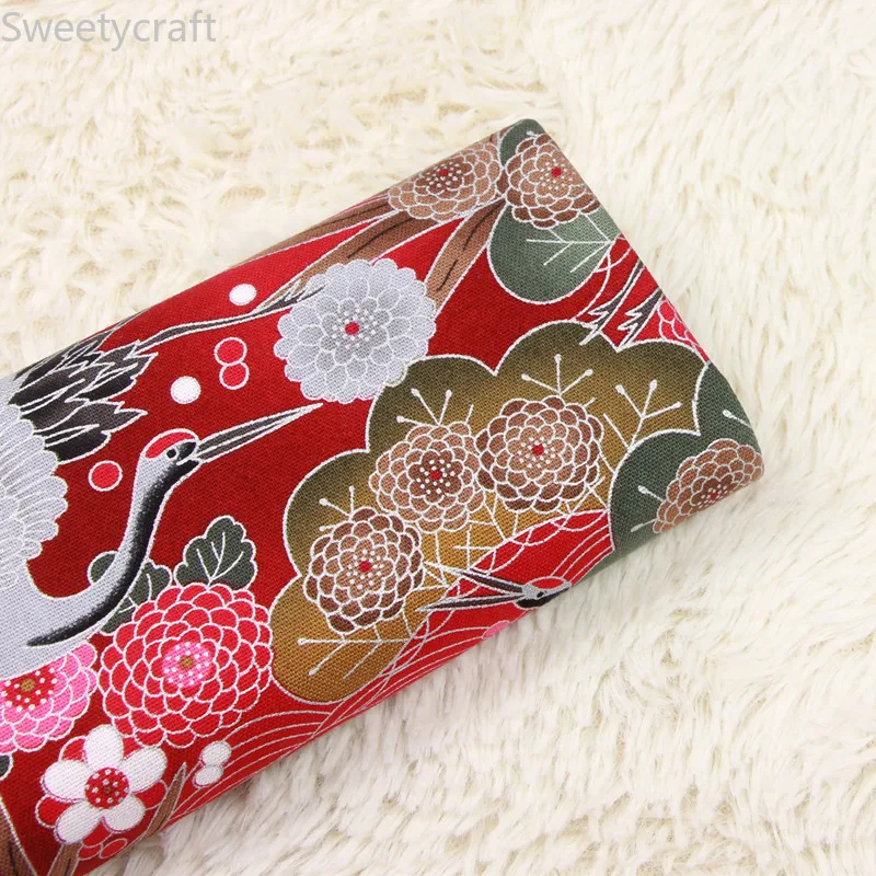 110X45cm Japonský štýl horúce Lisovanie striebro žeriav potlačené tkaniny tissus telas Tecido Šaty Ručné Šitie patchwork Príslušenstvo