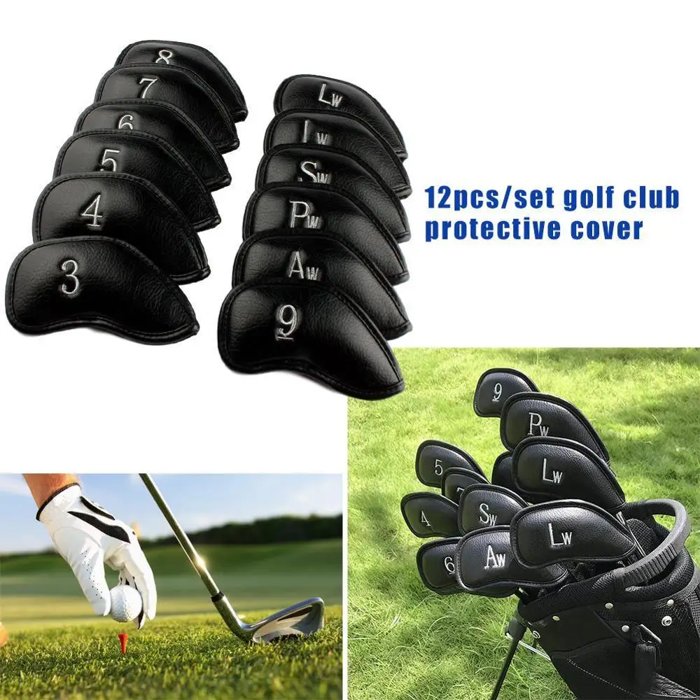12PCS/Set Golf Club Ochranný Kryt, Golf Železa Kryt PU Spp Kryt Cue Ochrany Rukáv