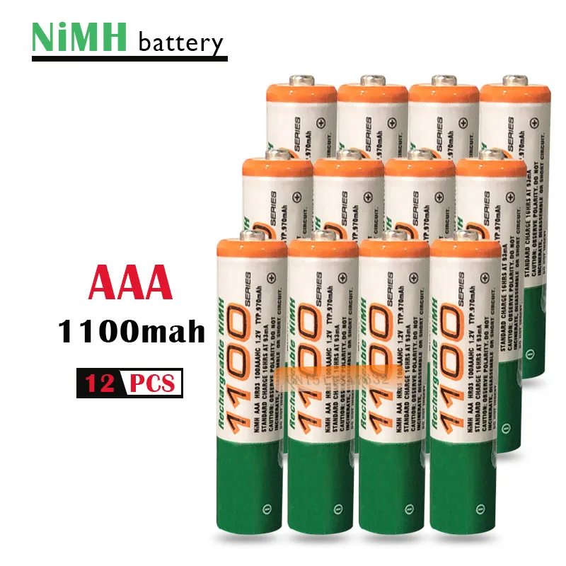 12pcs/veľa originálnych AAA 1.2 V Ni-MH dobíjacie batérie 1100mah