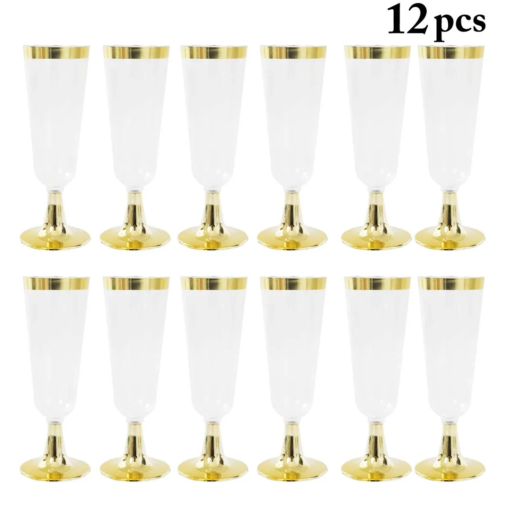 12PCS Vysoko Kvalitné Svadobné Šampanské Flauta Tvorivé Jednorazové Plastové Svadobný Pohár Šampanského Sklo Pitie Potreby Pre Párty