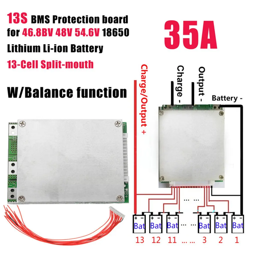 13S 35A 48V Li-Ion Lithium-18650 batérie BMS PCB rada MTK Rovnováhu Integrovaný Obvod Dosky