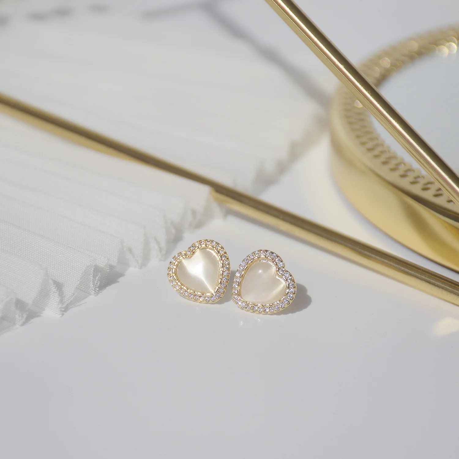 14k Reálne Pozlátené Módne Šperky francúzsky Luxus Micro-intarzované Zirkón Opal Láska Náušnice pre Ženu High-qualitydaily Náušnice