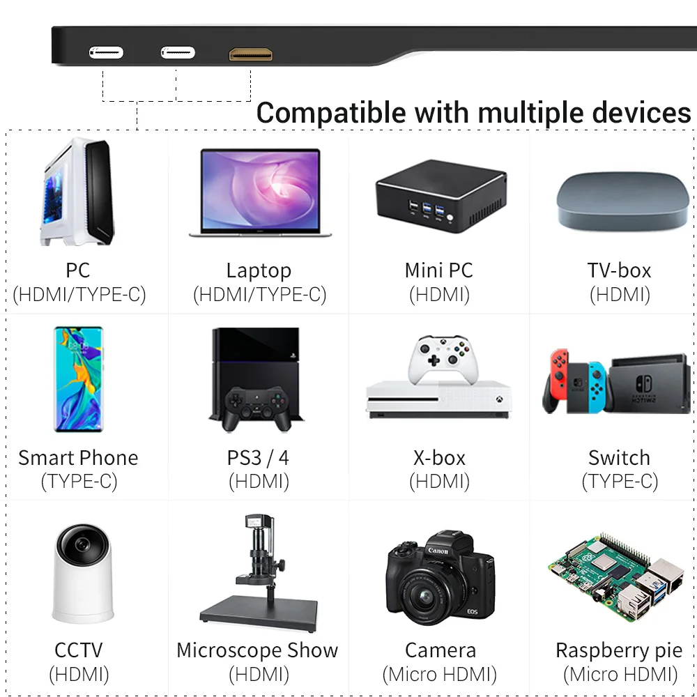 15.6 Palce herný monitor Dotykový displej lcd displej 3840x2160 Prenosný Monitor 4K pre počítač raspberry Huawei Samsung G5 Macbook