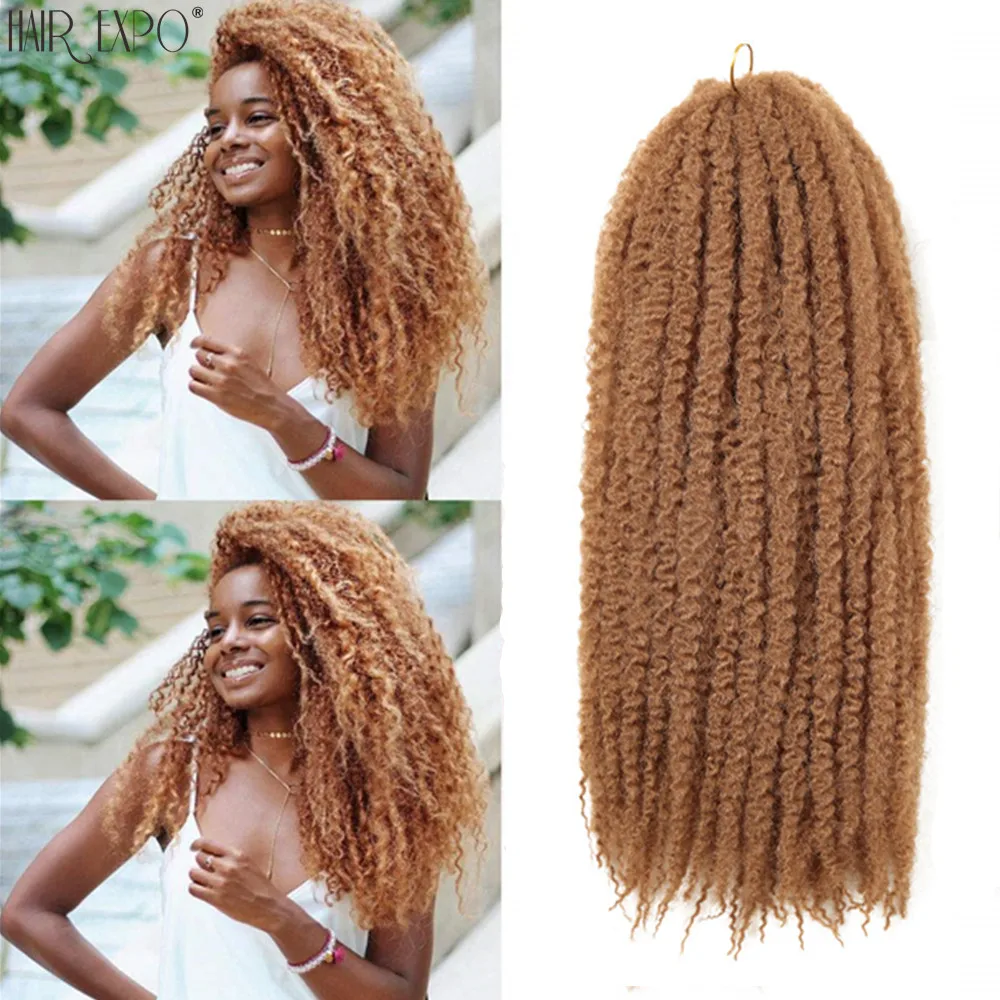 18-palcové Marley Sieťky, Syntetické Kinky Afro Kučeravé Háčkovanie Pletenie predlžovanie Vlasov Yaki Ombre Marley Twist Vlasy Čierne Ženy