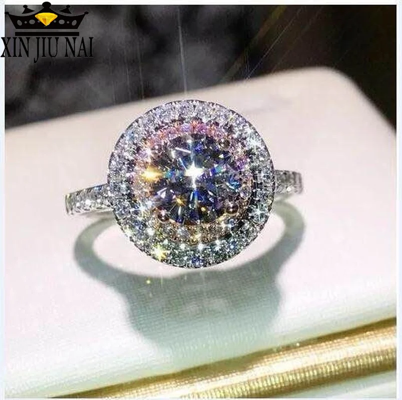 18K Biele Zlato Diamantové Prstene Pre Ženy Ametyst Obsidian Diamond Diamante Ženy Svadobný Dar Drahokam Romantický Strany Krúžky