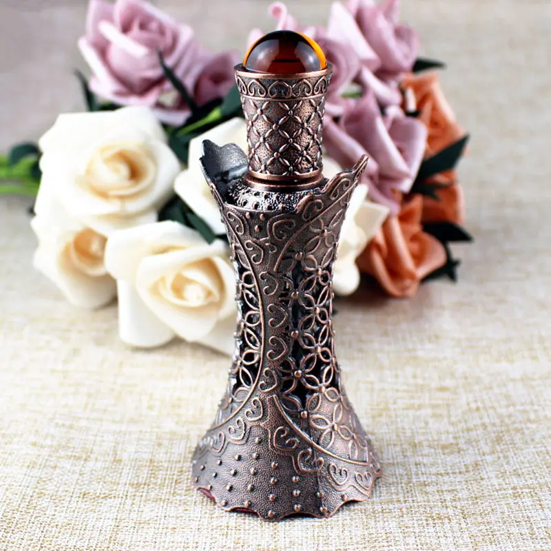 1PC 12ml Kovové Parfum, Fľaša Sklo Esenciálny Olej, Sklenené Fľaše s Kvapkadlom Arabskom Štýle Vintage Dekorácie Svadobný Dar
