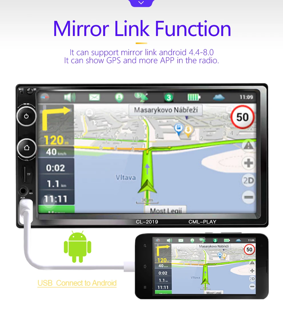 2 Din autorádia Bluetooth Zrkadlo odkaz Android 9 Auta Multimediálny Prehrávač HD Dotyková Autoradio MP5 USB Audio Stereo Auto Monitor
