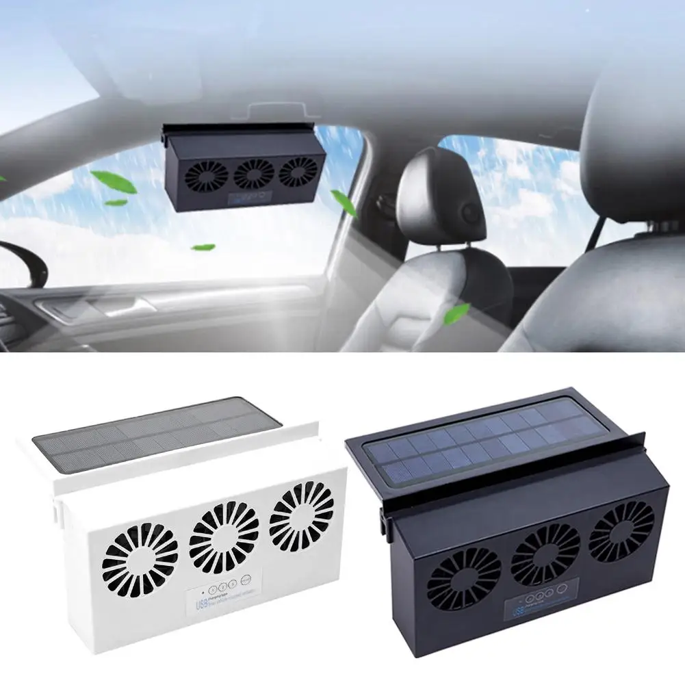 2 Farby 6. Generácie Dual-mode Power Supply Auto Solárne Powered USB odťahový Ventilátor Auto Vetranie Ventilátor Auto Žiabre Chladič