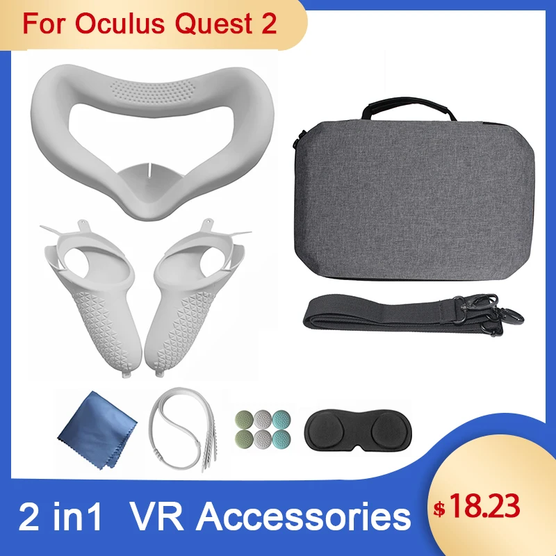 2 In1 VR Príslušenstvo Pre Oculus Quest 2 Úložný Box Pre Quest 2 Ochranný Kryt, Popruh, Rukoväť Pre Quest 2 VR Touch Regulátor