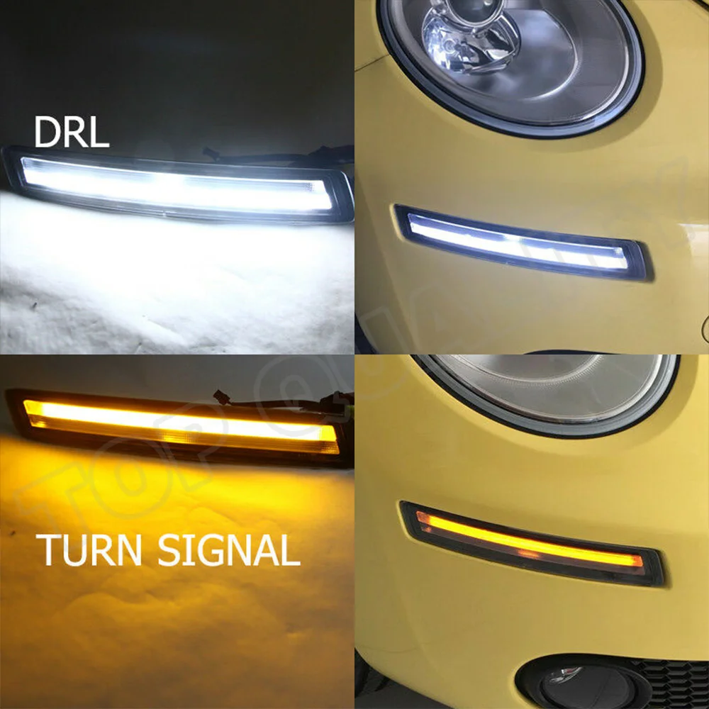 2 KS Držiak Pre Volkswagen VW Chrobák 2006-2010 Auto LED Denných prevádzkových Svetlo Sekvenčné Tečie Žltá Zase Signál Bieleho Svetla DRL